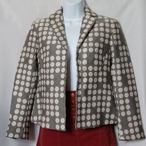 Akris Punto Wool Blend Gray and White Polka-Dot Jacket. Size 4